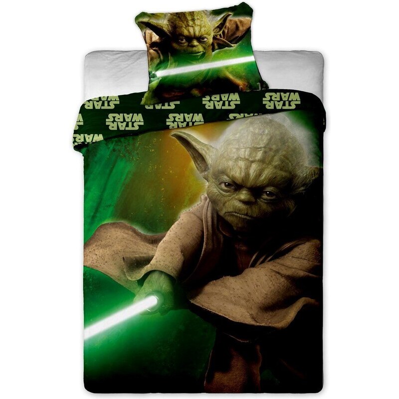 Jerry Fabrics Dětské oboustranné povlečení Star Wars Yoda, 140x200 cm/70x90 cm