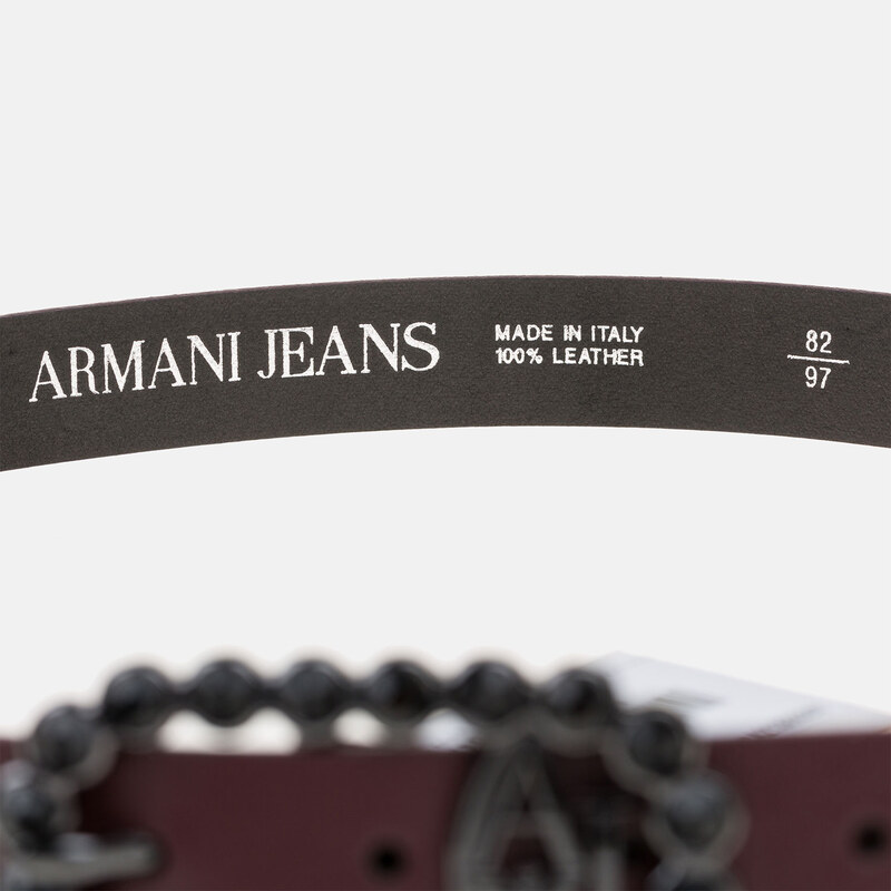 Armani Jeans Elegantní kožený opasek Armani bordo 81 - 91 cm