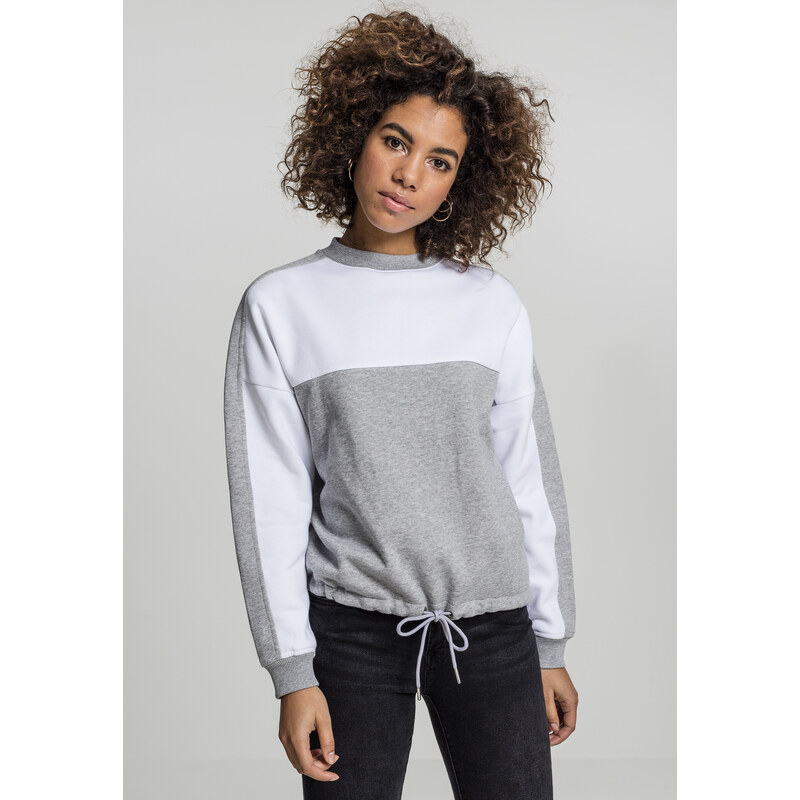 Urban Classics Dámská oversize 2-Tone Stripe Crew šedo/bílá 107070483
