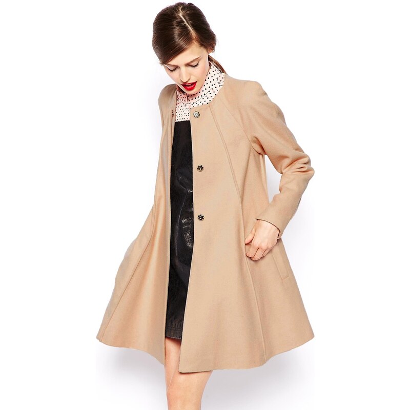 ASOS Coat In Trapeze With Seam Detail - Pink
