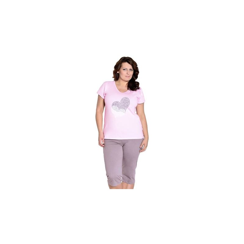 Taro Dámské růžové mocca pyžamo Sylvie nadměrná velikost