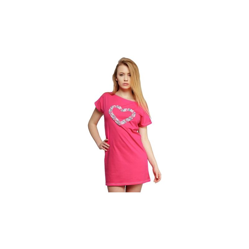 Sensis Dámská noční košile Srdce růžová XL