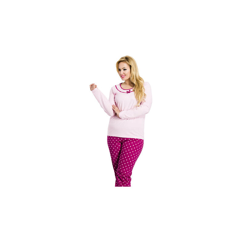 Taro Dámské růžové bavlněné pyžamo Ismena nadměrná velikost