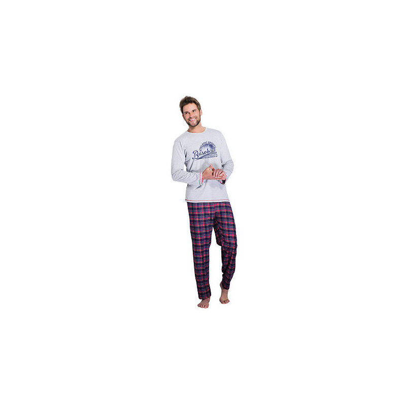 Taro Pánské bavlněné pyžamo Jack šedé