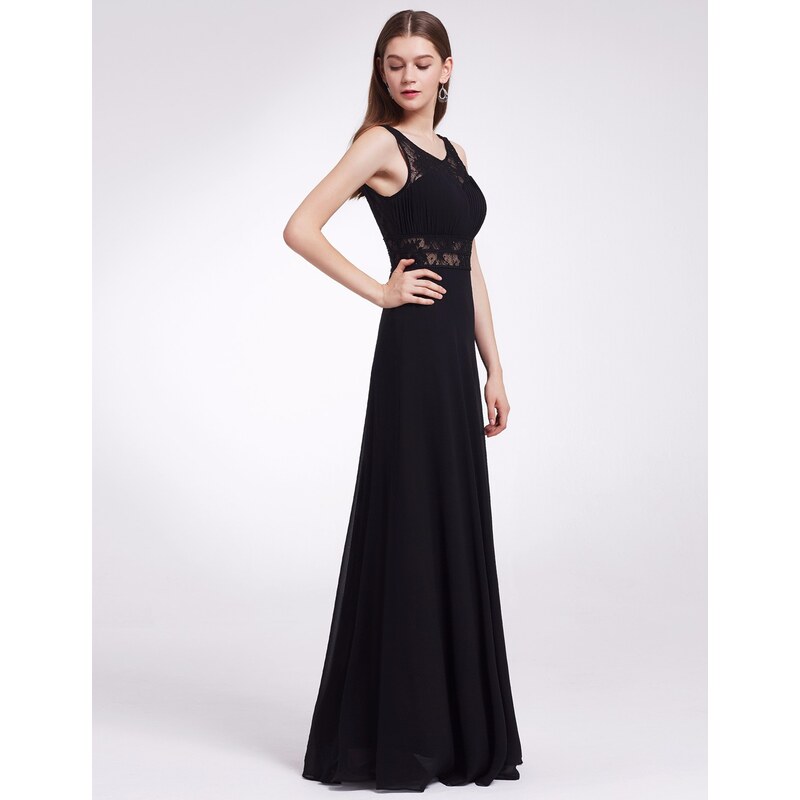 Ever-Pretty Černé večerní šaty s krajkovým prostřihem