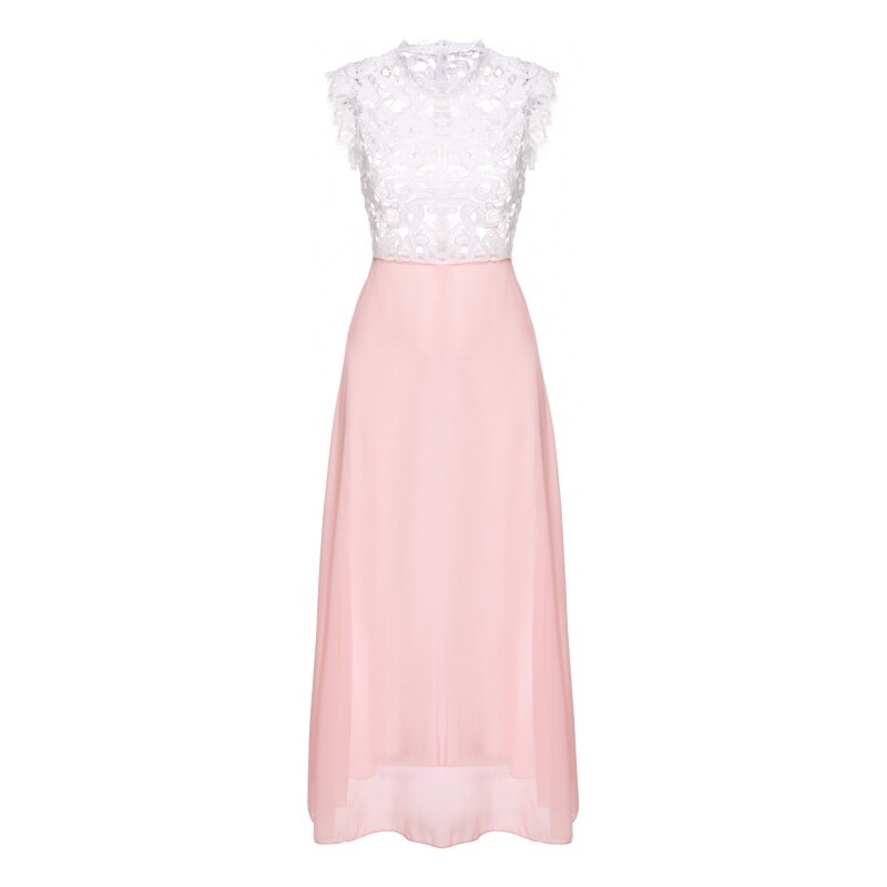LM moda A Krajkové růžové šaty 43530