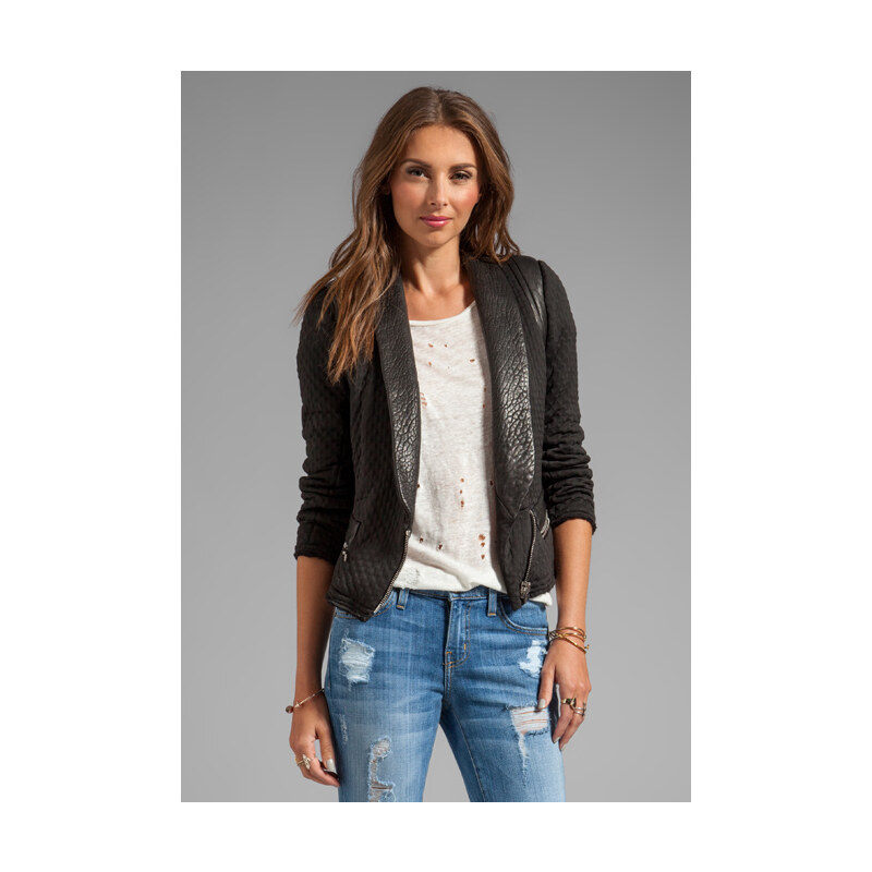 IRO Ashby Leather Trim Jacket in Black