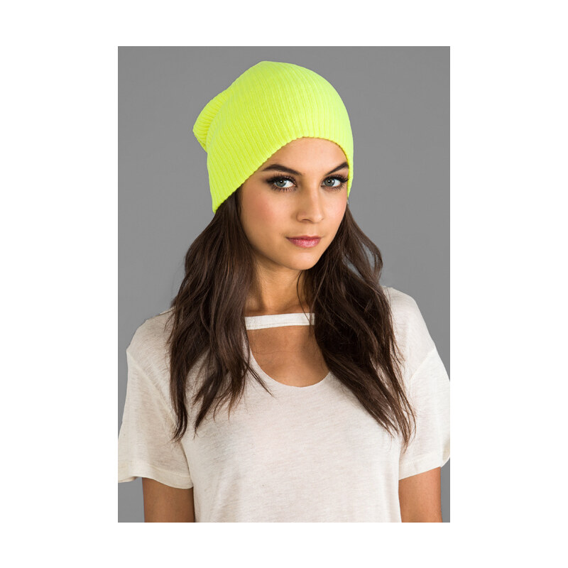 Autumn Cashmere Ribbed Bag Hat in Yellow