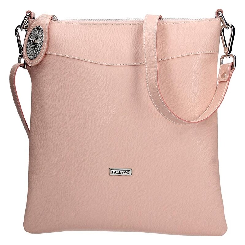 Dámská kožená crossbody kabelka Facebag Amanda - růžová