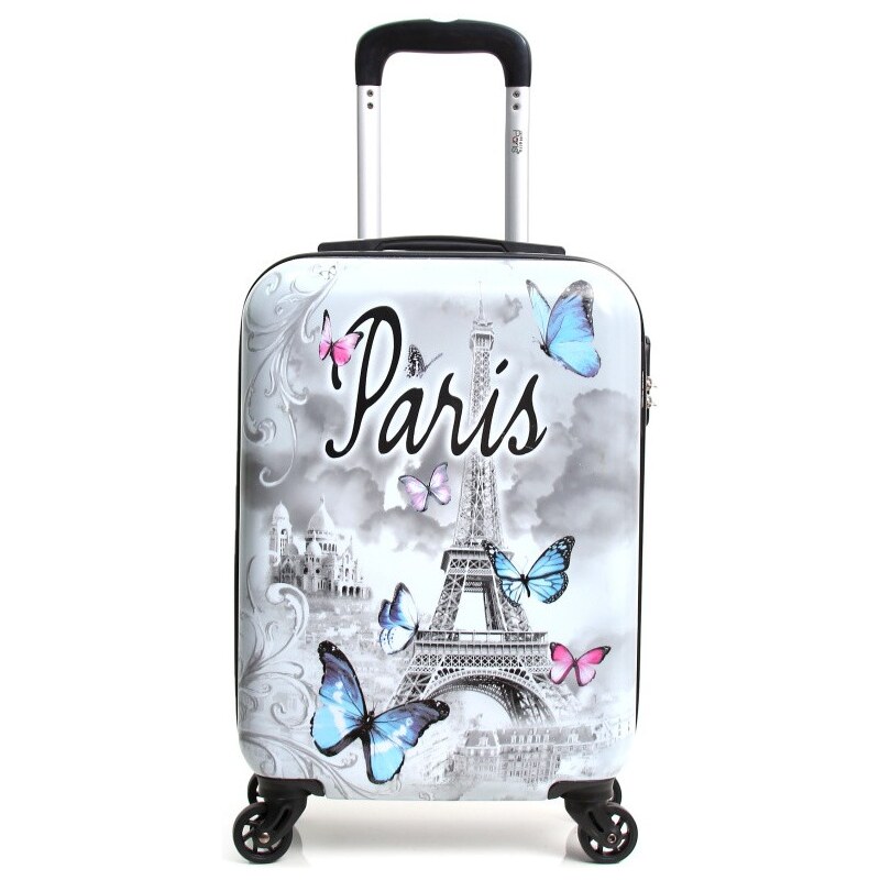 Bílý cestovní kufr na kolečkách Hello Paris, 37 l - GLAMI.cz