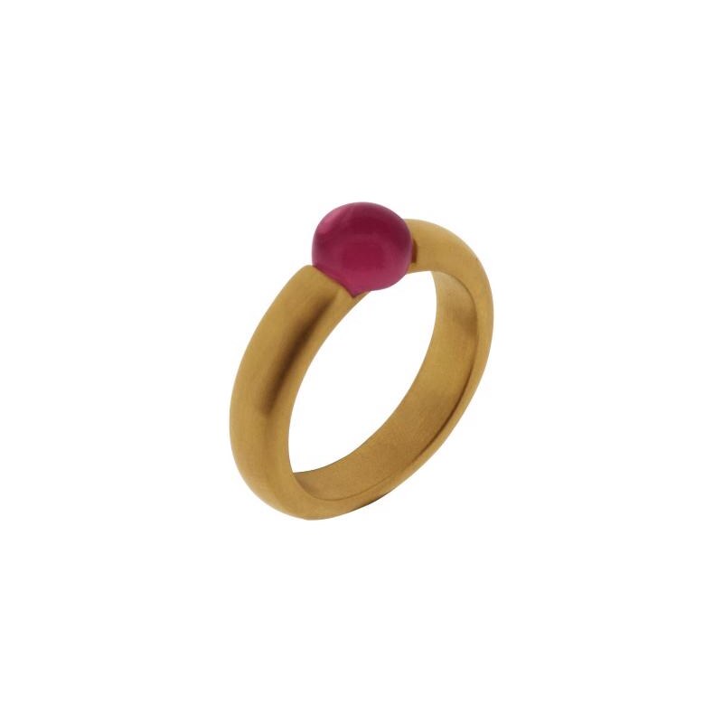 LUCAS JACK Prsten s kulatým růžovým kamenem