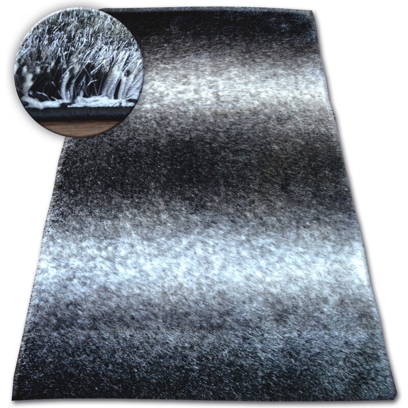 Kusový koberec Shaggy SPACE Lights 3D černo-šedý - černá