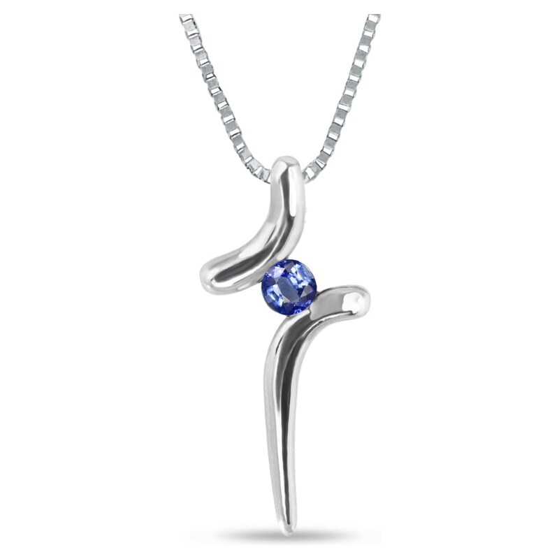 Stříbrný náhrdelník s křížkem s modrým safírem KLENOTA k0036019