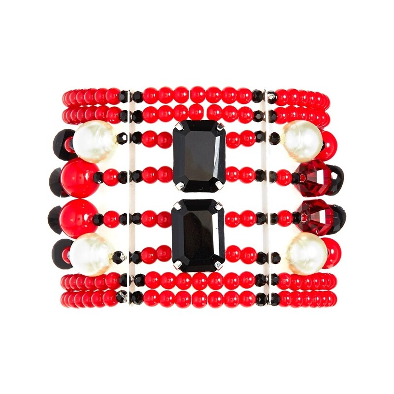 Nali Red Stone Elastic Bracelet - Red