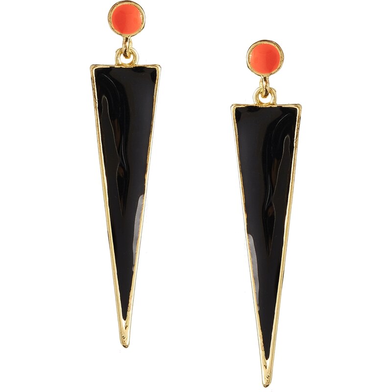 Nali Black And Orange Triangle Earrings - Black