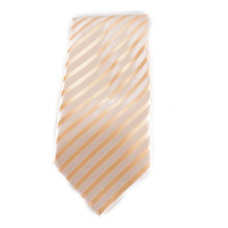 Šlajfka Světlá pruhovaná mikrovláknová kravata - béžová a oranžová