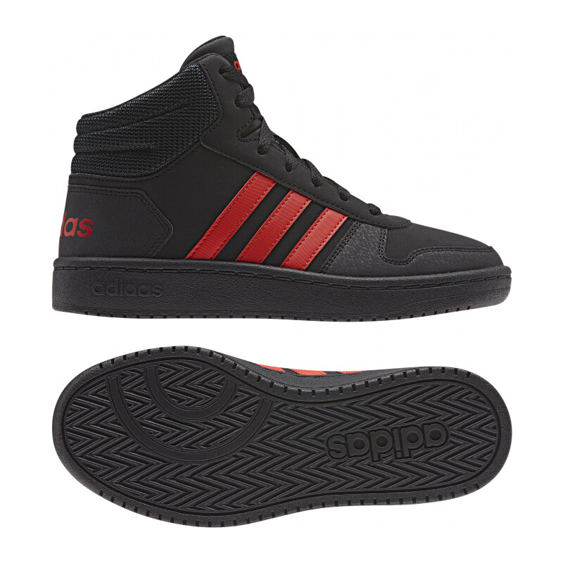 Dětské kotníkové boty adidas Performance HOOPS MID 2.0 K (Černá / Červená)  - GLAMI.cz