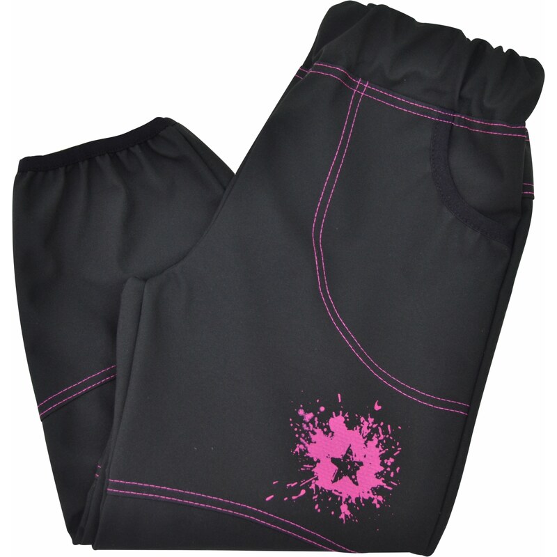 Hippokids Dětské tenké Softshellové kalhoty Galaxie pink