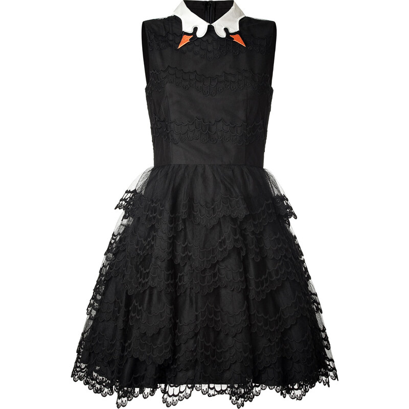 RED Valentino Organza Dress with Swan Collar