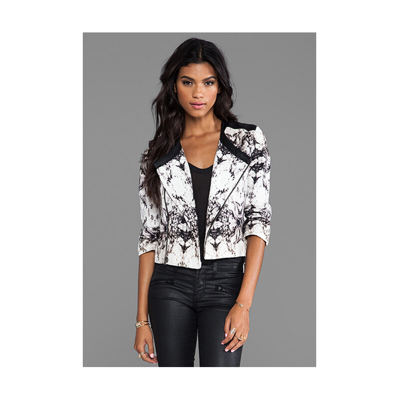 krisa Printed Canvas Little Jacket in White