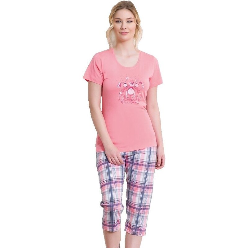 Vienetta Secret Dámské růžové bavlněné pyžamo Jovana