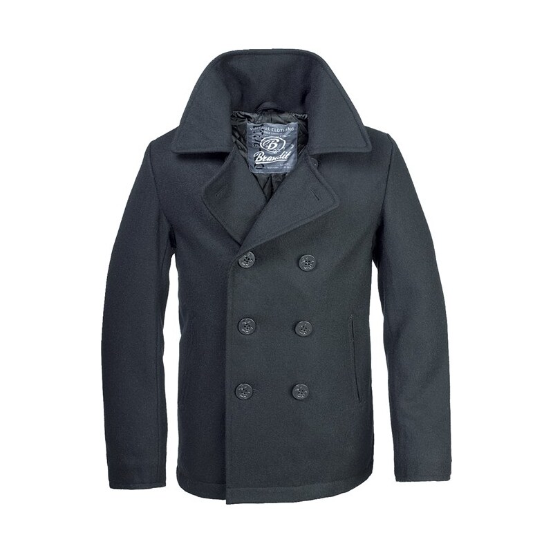 Brandit Kabát Pea Coat černý M