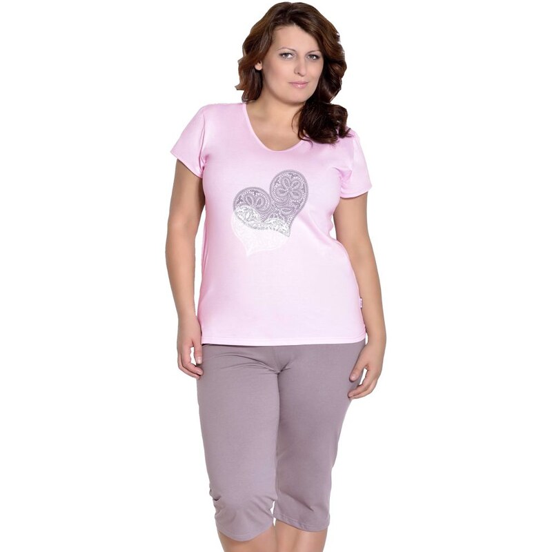 Taro Dámské růžové mocca pyžamo Sylvie nadměrná velikost