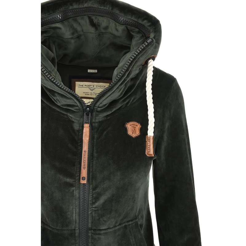 OLIVOVÁ SAMETOVÁ MIKINA S LÍMCEM NAKETANO Monsterbumserin