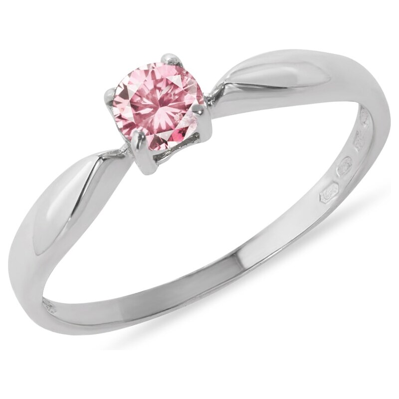 Zlatý prsten s růžovým diamantem KLENOTA k0162012