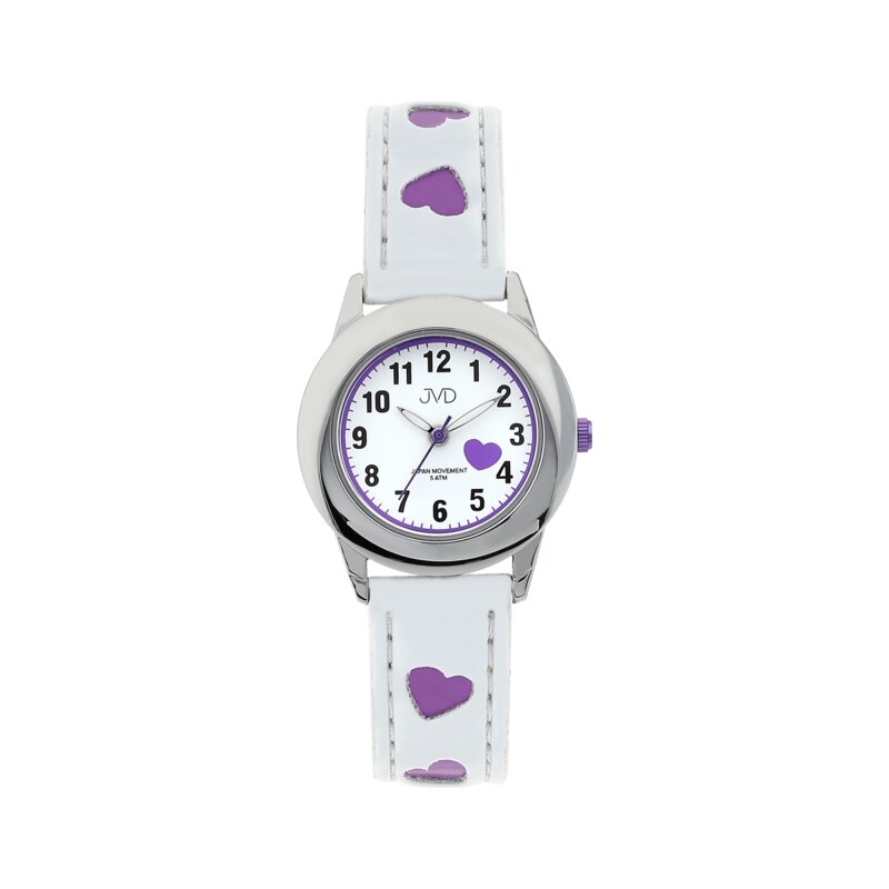 Dětské náramkové hodinky JVD basic J7125.2 s fialovými srdíčky