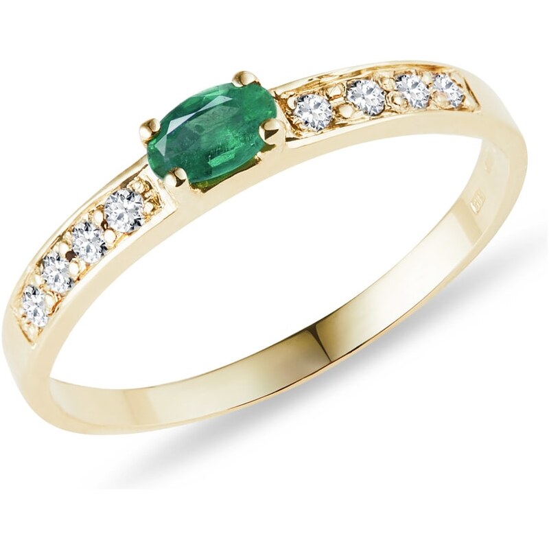 Zlatý prsten se smaragdem a diamanty KLENOTA kln1014yg