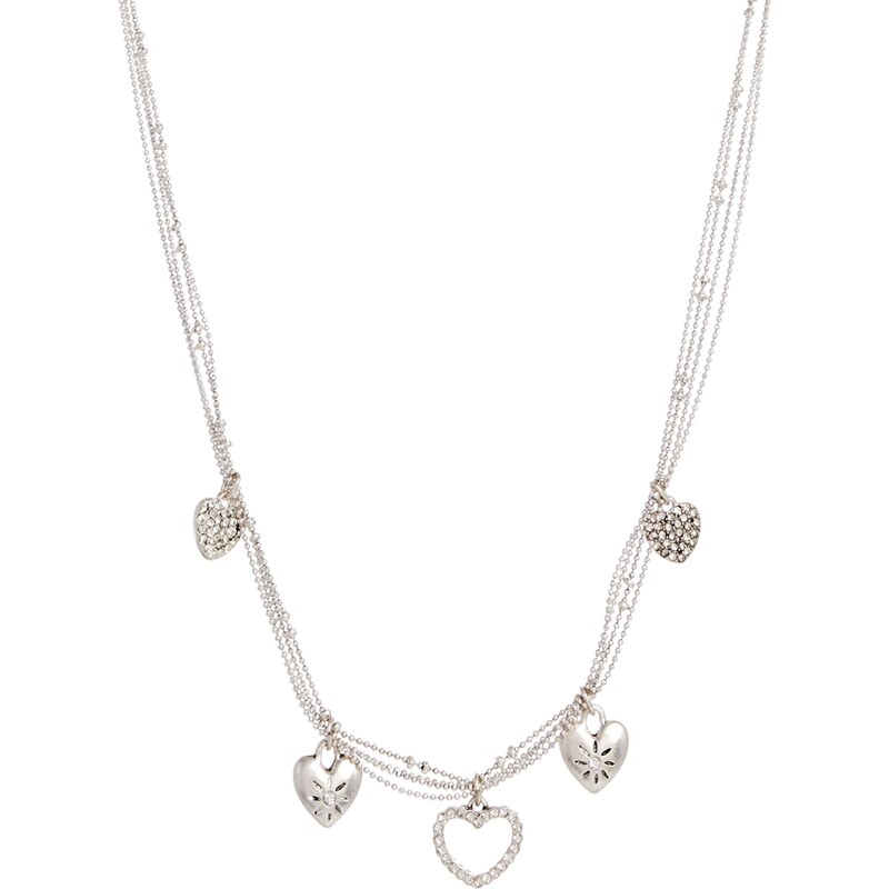 Pilgrim Silver Plated Multi Heart Charm Necklace - Silver