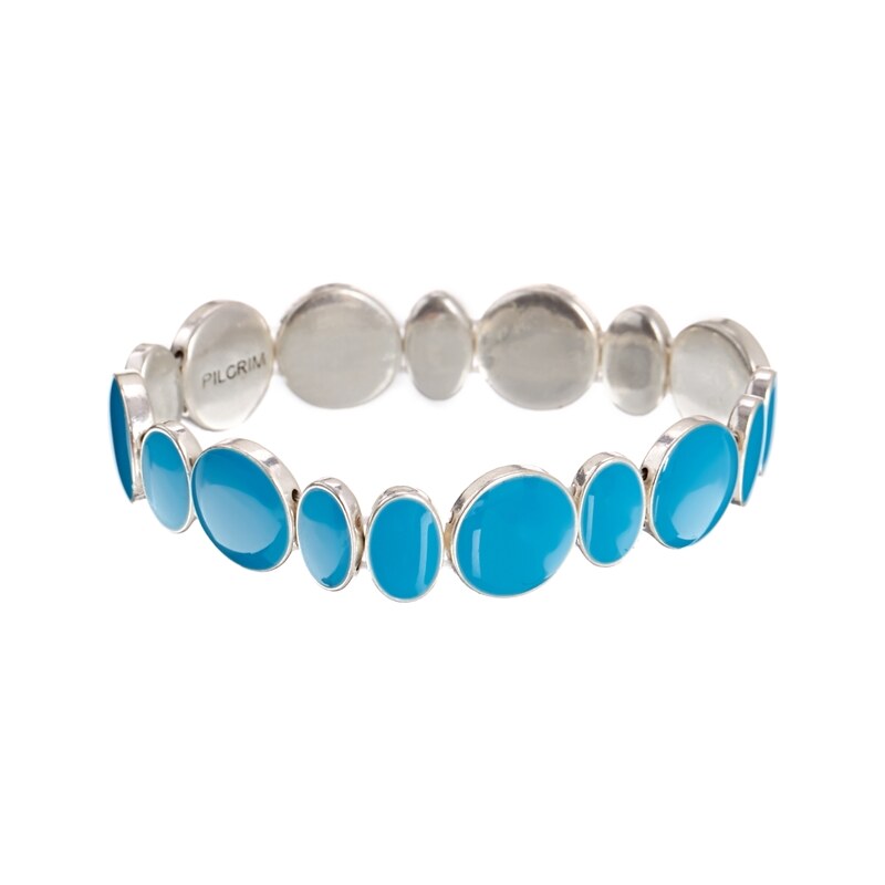 Pilgrim Silver Plated Turquoise Stretch Bracelet - Blue
