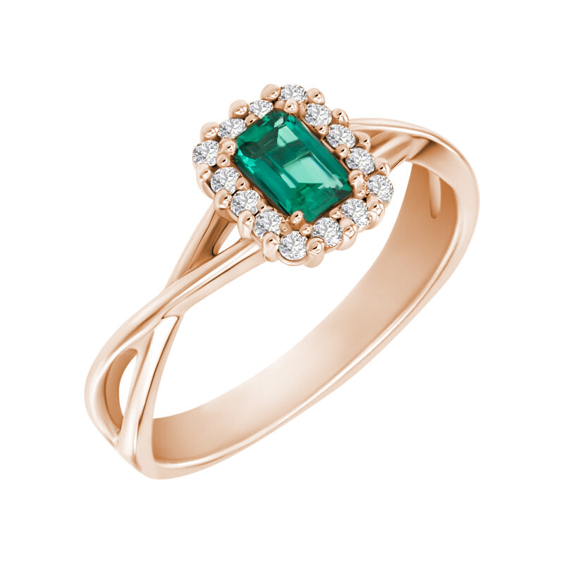 Eppi Jemný smaragdový prsten s diamanty Hali