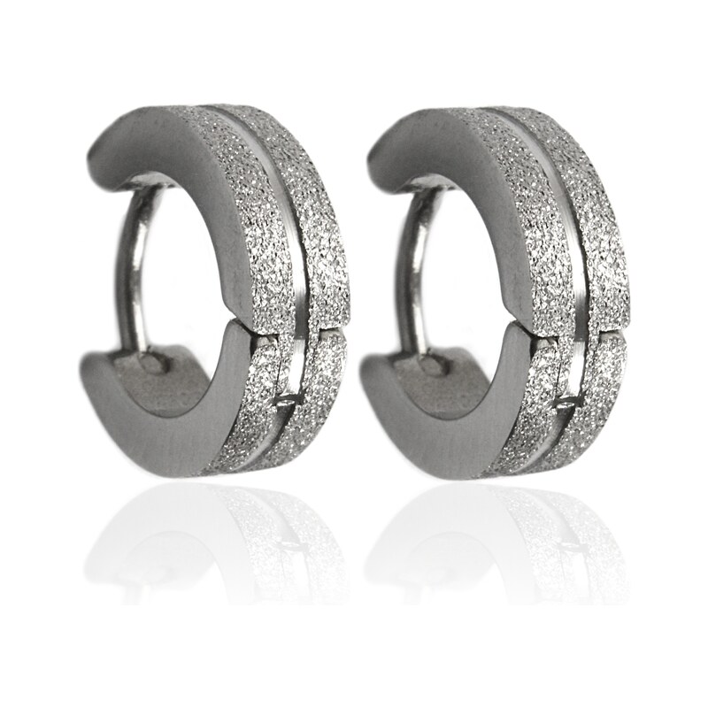 BM Jewellery Náušnice kruhy - pískovaná a leštěná chirurgická ocel S127030