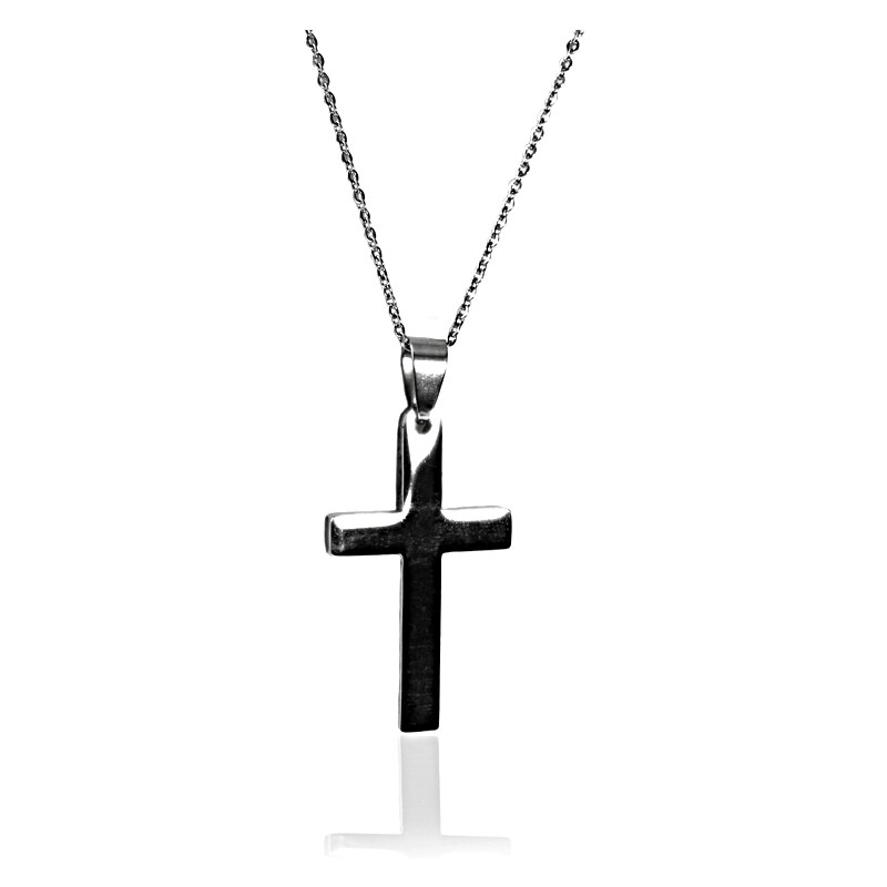 BM Jewellery Náhrdelník křížek 3,8 cm z chirurgické oceli S208050