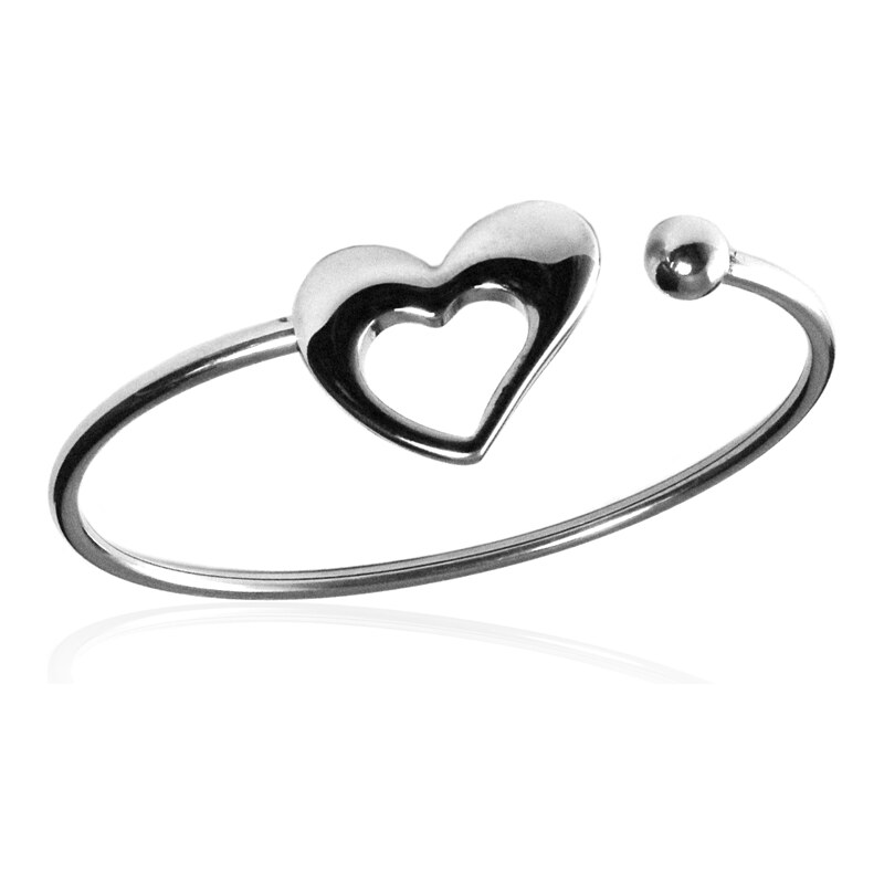 BM Jewellery Dámský otevřený náramek srdce z chirurgické oceli S244050