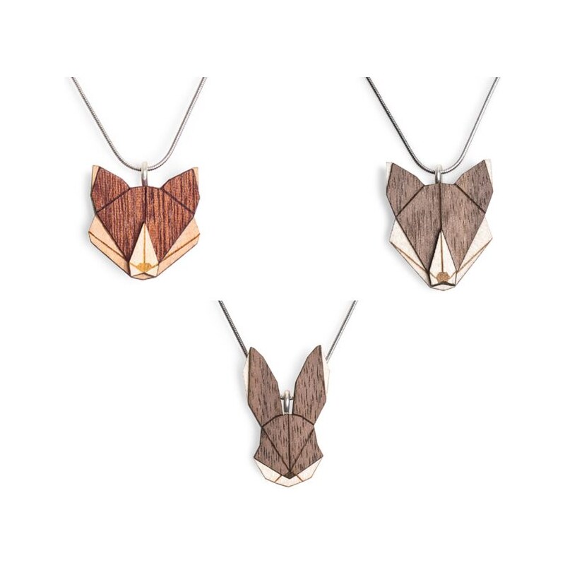 BeWooden Wolf & Fox & Hare Pendant Set