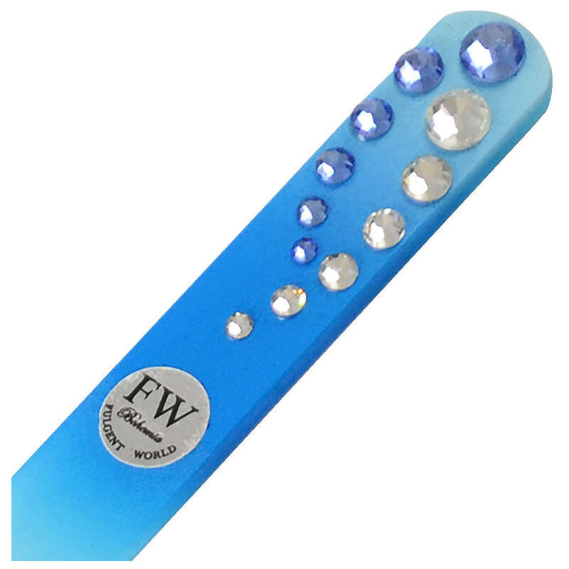 Skleněný pilník s kamínky Swarovski - modrý