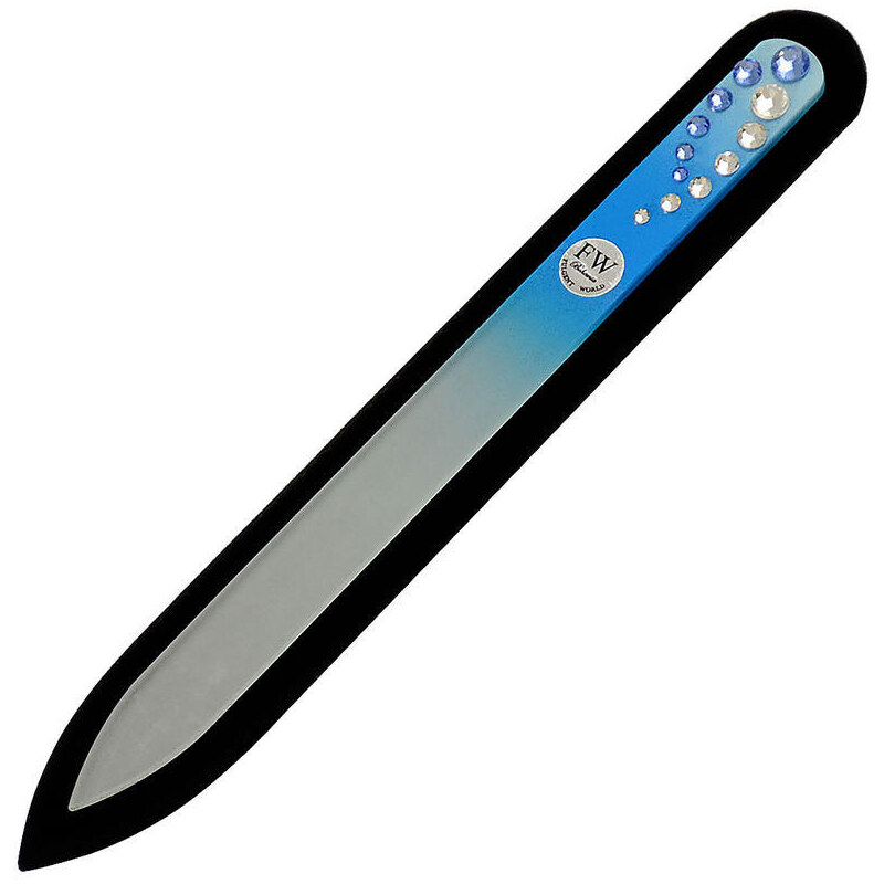 Skleněný pilník s kamínky Swarovski - modrý