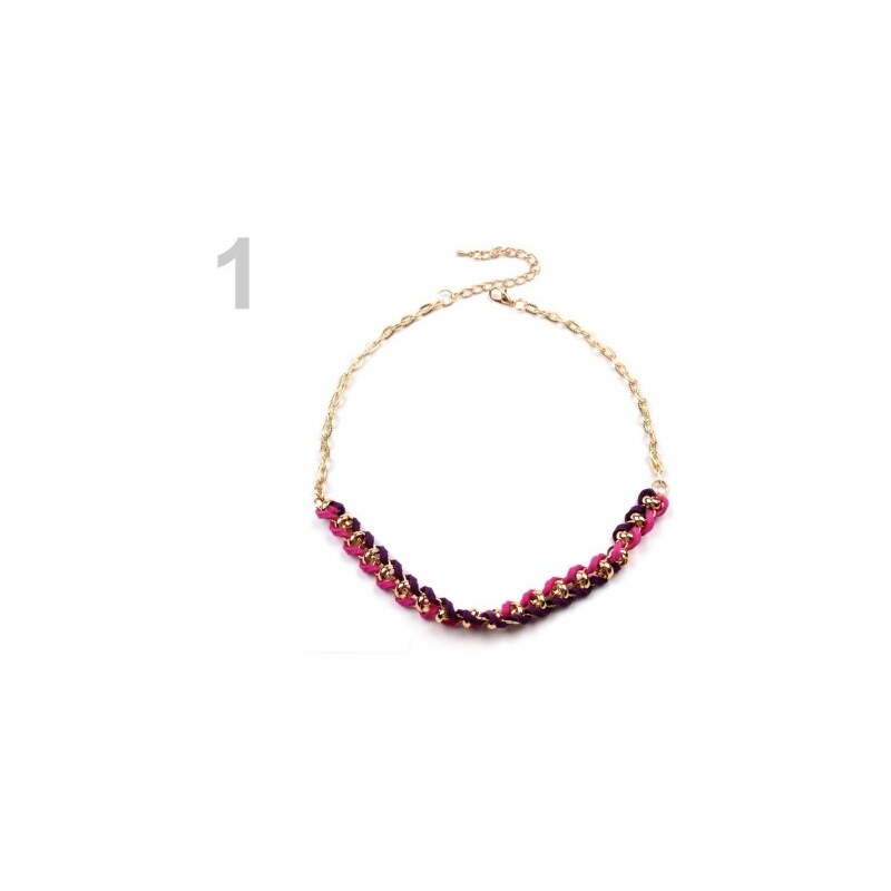 Kovový náhrdelník proplétaný (1 ks) - 1 růžová malinová Stoklasa