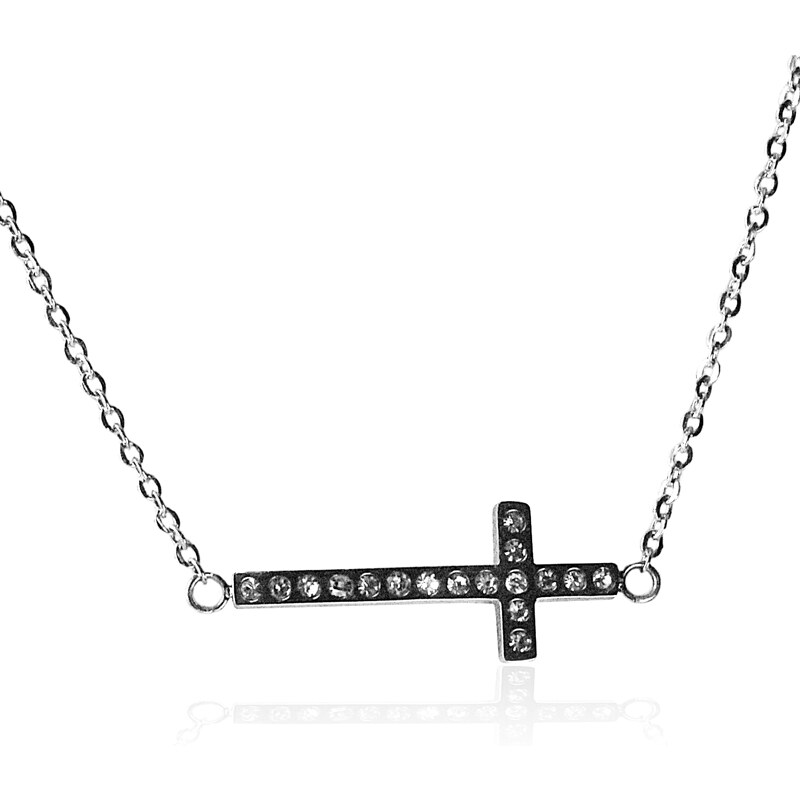 BM Jewellery Dámský řetízek křížek se zirkony z chirurgické oceli S259080