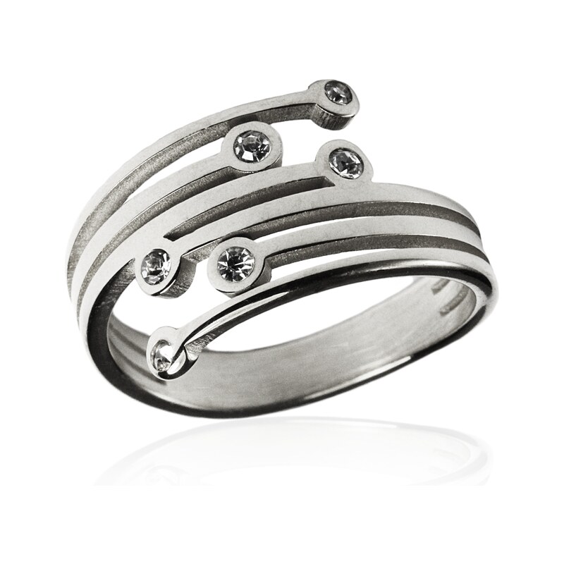 Dámský prsten se zirkony silver z chirurgické oceli S283080