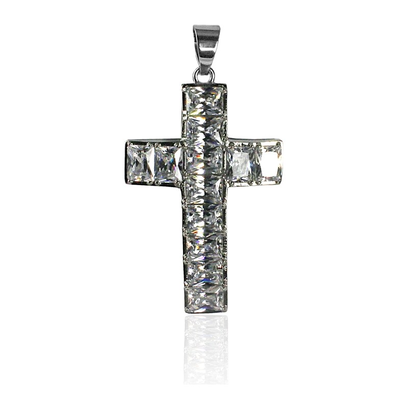BM Jewellery Přívěsek krystalový křížek z chirurgické oceli S287190