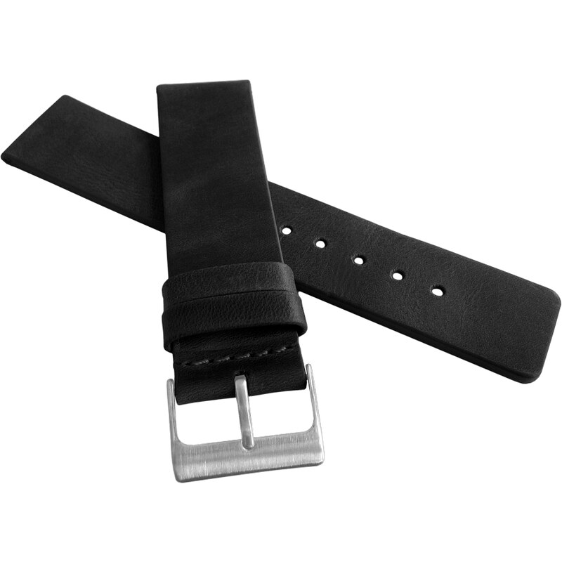 Černý hladký řemínek LAVVU PLAIN z luxusní kůže Top Grain - 18mm