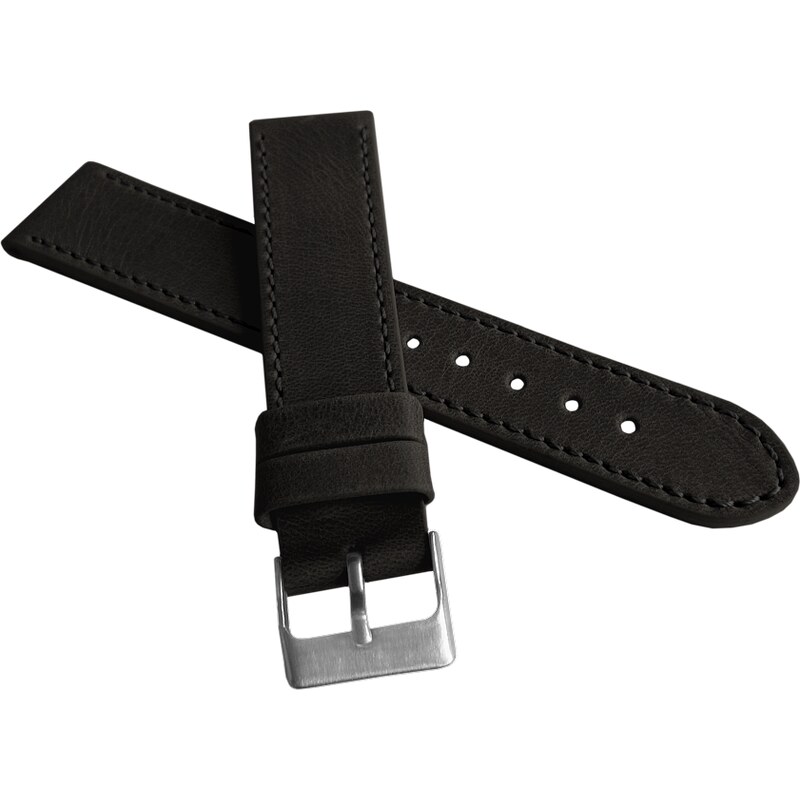 Černý prošitý řemínek LAVVU SPORT z luxusní kůže Top Grain 20mm