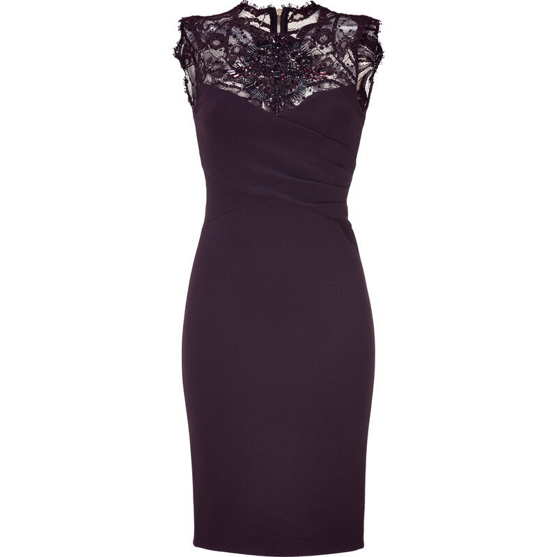 Emilio Pucci Bordeaux Embellished Lace Trim Dress