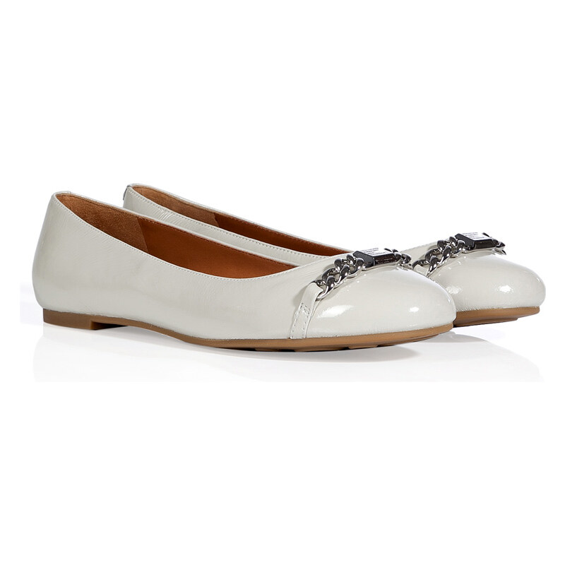 Marc by Marc Jacobs White Patent Leather Logo Plaque Flats