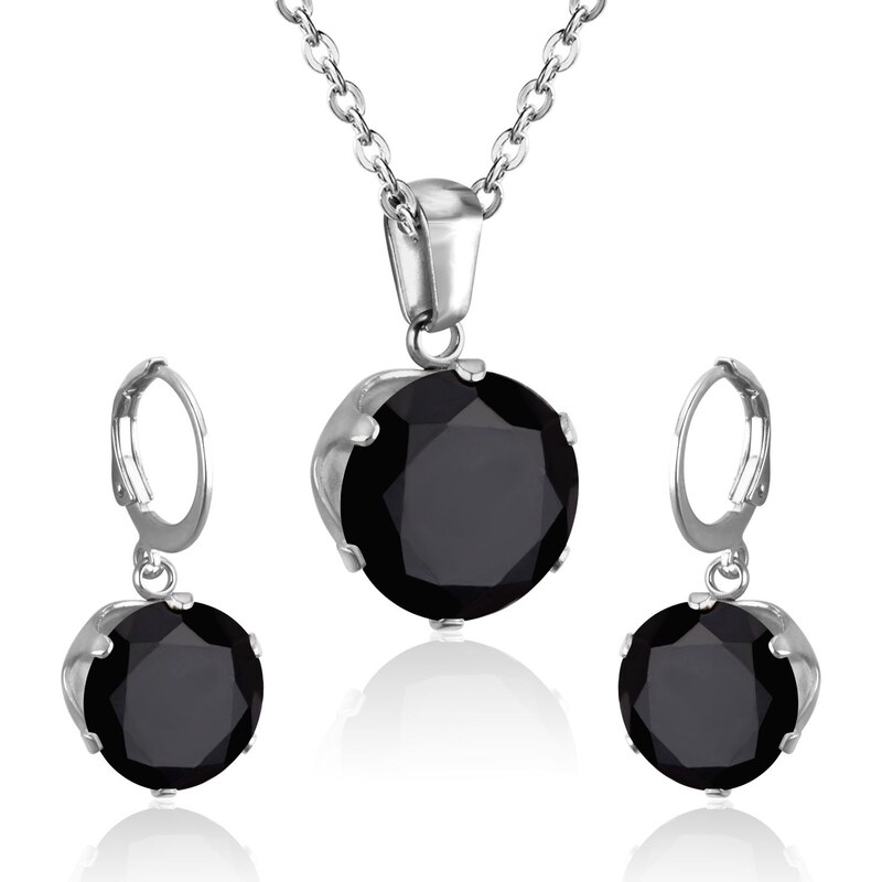 Impress Jewelry Sada šperků z chirurgické oceli Sansa stříbrná / Černá 115023641