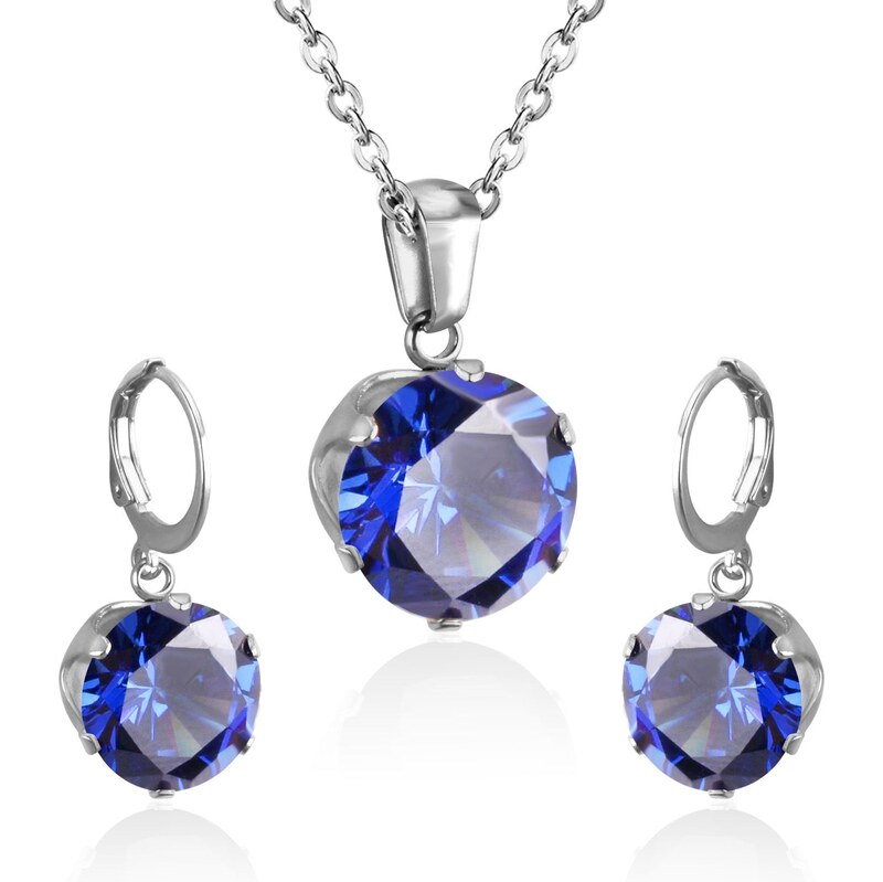 Impress Jewelry Sada šperků z chirurgické oceli Sansa stříbrná / Modrá 115023642